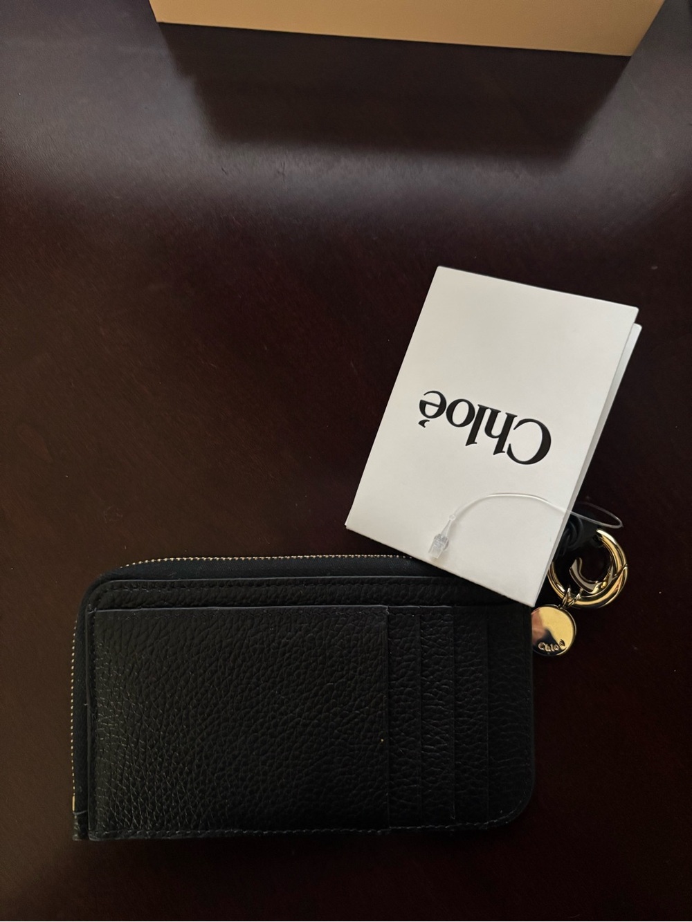 Chloé Black Leather Zip Card & Key Holder with Gold Hardware - Picture 6 of 6